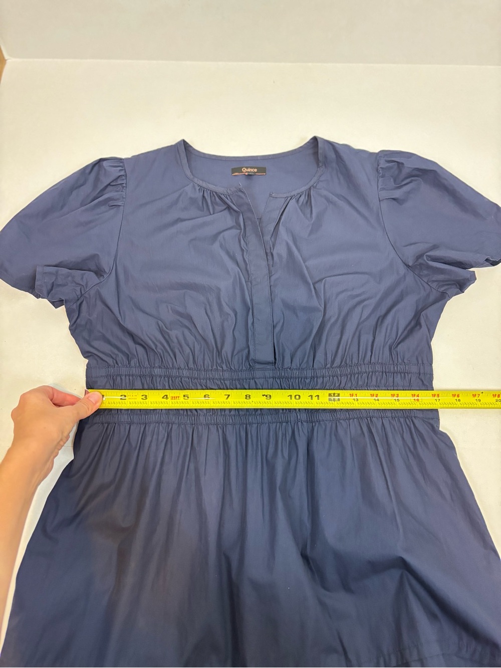 Quince 100% Organic Cotton Poplin Tiered Maxi Dress in Navy Size L - Picture 13 of 14